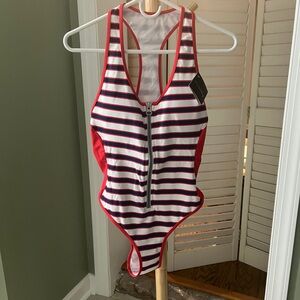 Smart & Sexy Red and White Striped Swimsuit